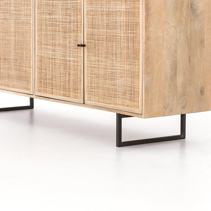 Woven Cane Mango Wood Sideboard - Detail View