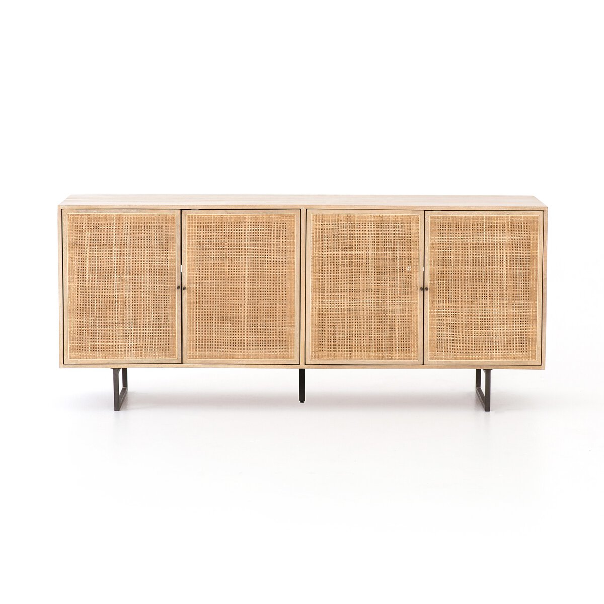 Woven Cane Mango Wood Sideboard - Front View