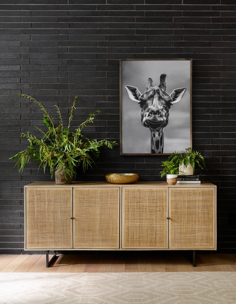 Woven Cane Mango Wood Sideboard - Room View